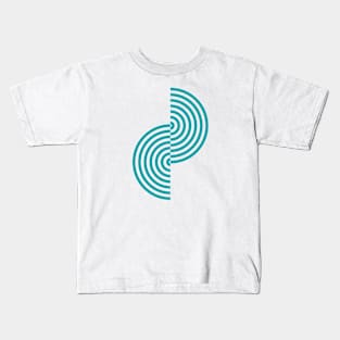 groovy minimalist pattern: aqua waves on olive Kids T-Shirt